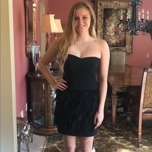 Ann Taylor black cocktail feather dress size 6